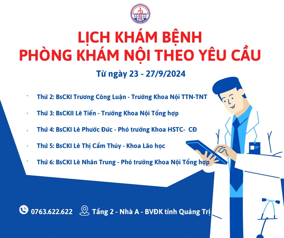 Lịch khám bệnh nội theo yêu cầu T39